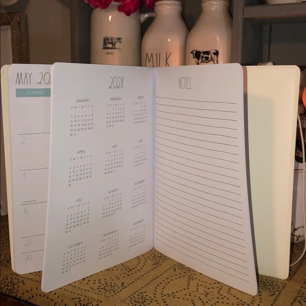 Rae Dunn PLANNER 2027. 17 Month Planner with Pink Bow and Flowers Design
